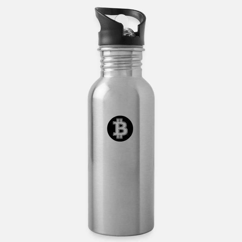 Bitcoin - Gourde avec paille intégrée - argent clair