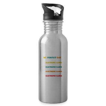 My Perfect Day Wake Up Video Game Player Gaming Ga - Trinkflasche mit integriertem Trinkhalm - Lightsilver - Rechts