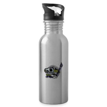 Skull Diving Cave Diver Poison - Water bottle with straw - silver - Right