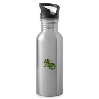 Girl loves Iguana's wildlife biologist poison - Water bottle with straw - silver - Right