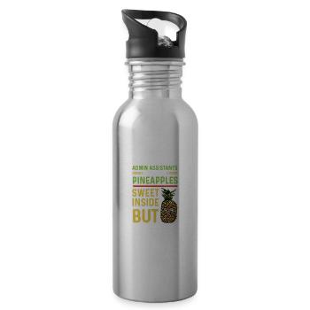Obwohl draußen Starke Person Geschenk - Trinkflasche mit integriertem Trinkhalm - Lightsilver - Rechts