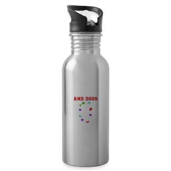 Klettern & Hunde Hundeliebhaber Geschenk - Trinkflasche mit integriertem Trinkhalm - Lightsilver - Rechts