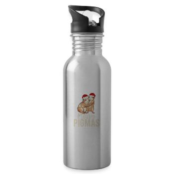 Happy Pigmas face mask funny guinea pigs - Water bottle with straw - silver - Right