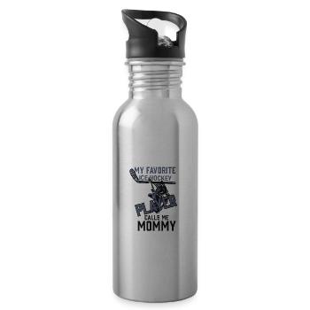 Ma joueuse de hockey préférée m’appelle maman - Gourde avec paille intégrée - argent clair - Droite