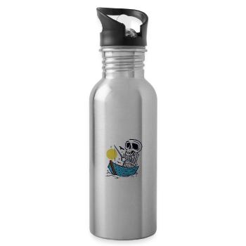 Fischen lustiges Zitatjagdfischen angeln - Trinkflasche mit integriertem Trinkhalm - Lightsilver - Rechts