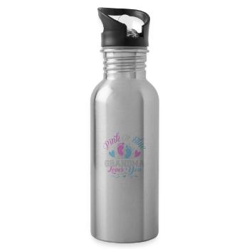 Rosa oder blaue Oma liebt dich Geschlecht enthülle - Trinkflasche mit integriertem Trinkhalm - Lightsilver - Rechts