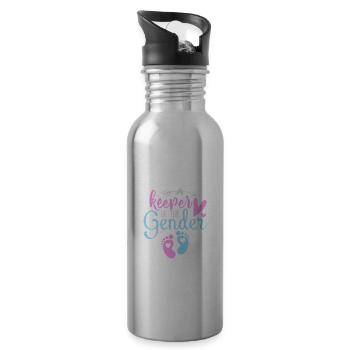 Funny Quote Keeper of the Sexes -Unveiling - Water bottle with straw - silver - Right