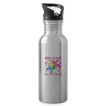 Fun the girl who loves turtles - Women - Water bottle with straw - silver - Right
