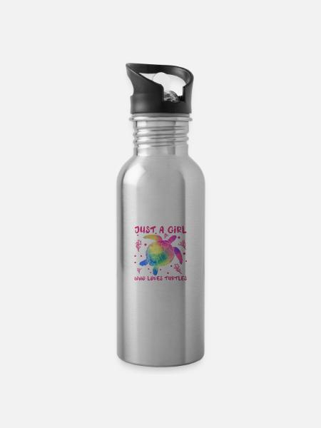 Spaß die Mädchen, die Schildkröten liebt - Frauen - Trinkflasche mit integriertem Trinkhalm - Lightsilver