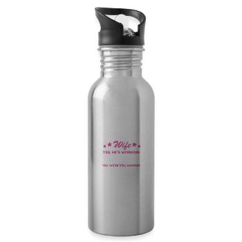 Funny Airplane Mechanic Mrs. Women Fra - Water bottle with straw - silver - Right