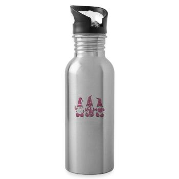 Gnome's breast cancer awareness peace lovers geg - Water bottle with straw - silver - Right