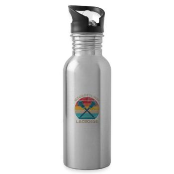 Tennis Lovers Vintage La-Crosse Distressed Tenis - Water bottle with straw - silver - Right