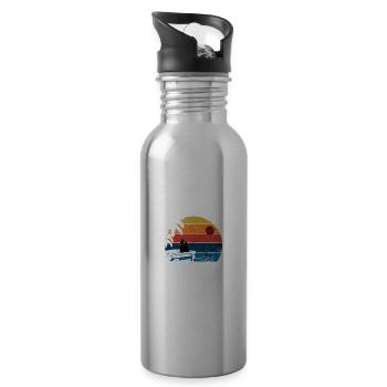 Retro Vintage Rollenstil cooler grampy Fischerlieb - Trinkflasche mit integriertem Trinkhalm - Lightsilver - Rechts