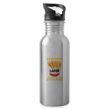 Funny quote great French fries Fast Fo - Water bottle with straw - silver - Right