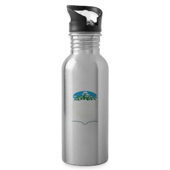 Campfire Smell Camping Summer Camper Tropical Fa - Water bottle with straw - silver - Right
