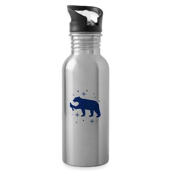 Bär - Panda Wald Natur Freiheit wild - Trinkflasche mit integriertem Trinkhalm - Lightsilver - Rechts