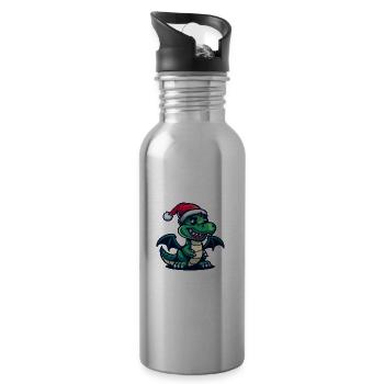 Dragon Christmas - Water bottle with straw - silver - Right