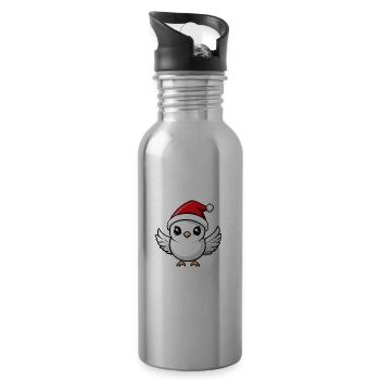 Dove Bird Christmas Christmas - Water bottle with straw - silver - Right