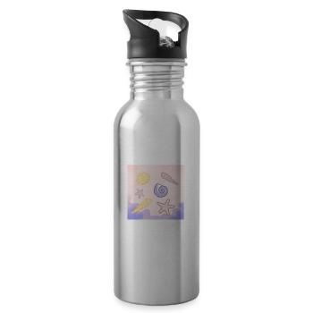 Pastellmeer Muscheln Seesterne - Trinkflasche mit integriertem Trinkhalm - Lightsilver - Rechts