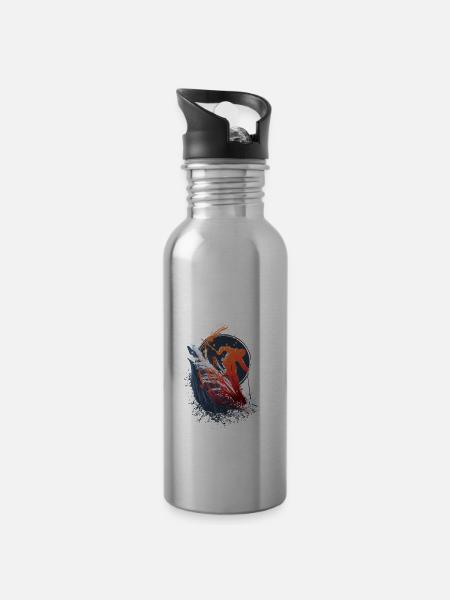ski wintersport berg skiurlaub - Trinkflasche mit integriertem Trinkhalm - Lightsilver