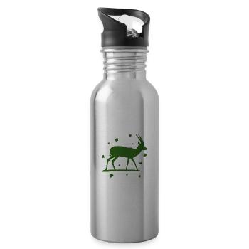 Deer - Forest, Nature, Animal Welfare - Water bottle with straw - silver - Right