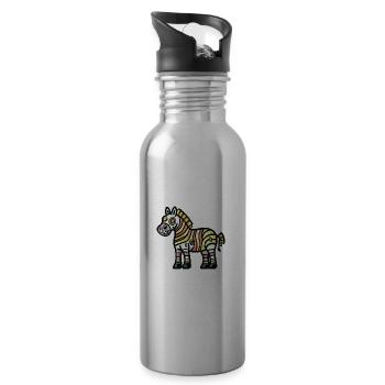 Zebra Halloween Comic Zombie - Trinkflasche mit integriertem Trinkhalm - Lightsilver - Rechts