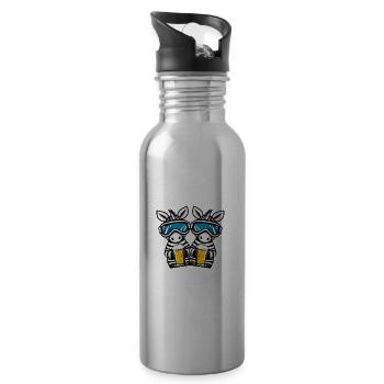 Zebra Ski Team Bier - Trinkflasche mit integriertem Trinkhalm - Lightsilver - Rechts