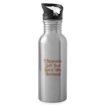 Ich erinnere mich an letztes Jahr Sprüche glücklic - Trinkflasche mit integriertem Trinkhalm - Lightsilver - Rechts