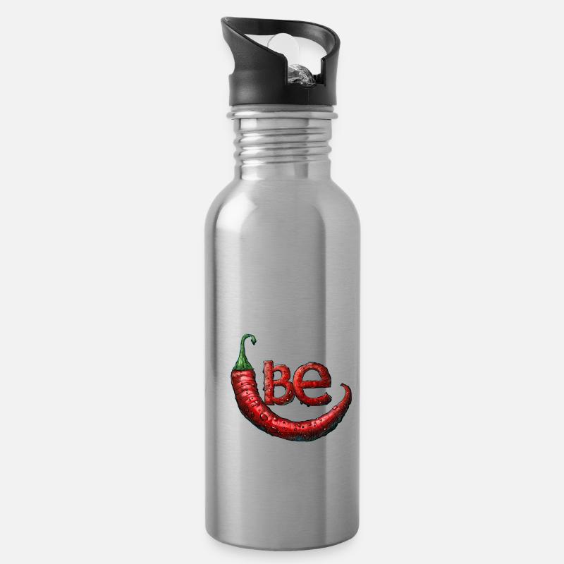 be Chilli - Water bottle with straw - silver