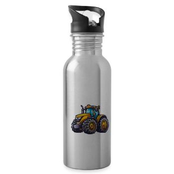 Niedlicher Traktor - Trinkflasche mit integriertem Trinkhalm - Lightsilver - Rechts