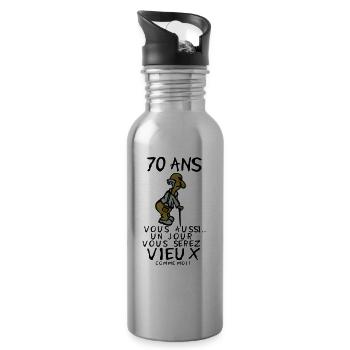 70 ans vieux monsieur anniversaire humou - Gourde avec paille intégrée - argent clair - Droite