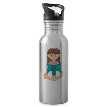 Schulanfang Maedchen 03 0225 - Trinkflasche mit integriertem Trinkhalm - Lightsilver - Rechts