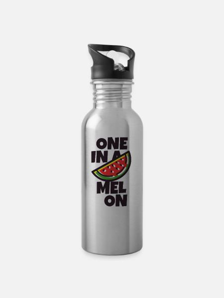 Einer in einer Melone - Trinkflasche mit integriertem Trinkhalm - Lightsilver