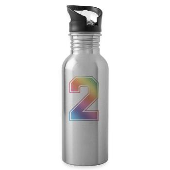 2 Number Colorful - Water bottle with straw - silver - Right
