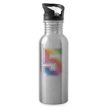 5 Zahl Bunt - Trinkflasche mit integriertem Trinkhalm - Lightsilver - Rechts