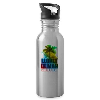 Lloret De Mar Party Crew Bunt - Trinkflasche mit integriertem Trinkhalm - Lightsilver - Rechts