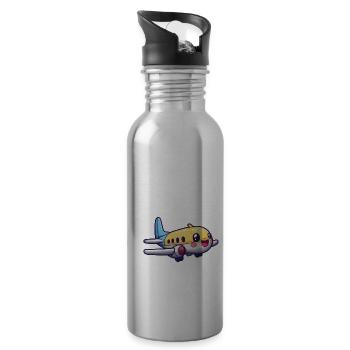 Niedliches Flugzeug - Trinkflasche mit integriertem Trinkhalm - Lightsilver - Rechts