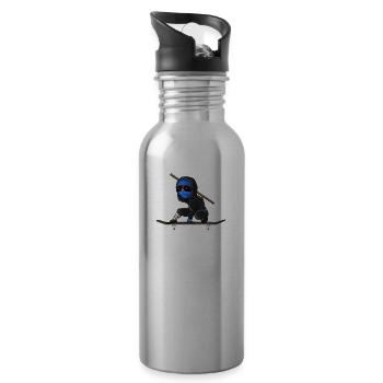 Skater Faultier Ninja Skate Geschenk - Trinkflasche mit integriertem Trinkhalm - Lightsilver - Rechts