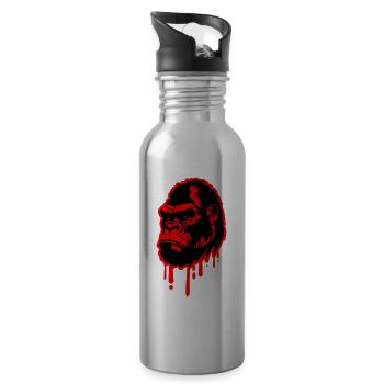 Gorilla Symbol Kopf - Trinkflasche mit integriertem Trinkhalm - Lightsilver - Rechts