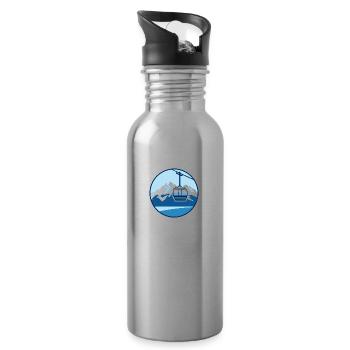 Glückliche Seelen, frische Luft, weite Aussichten - Trinkflasche mit integriertem Trinkhalm - Lightsilver - Rechts