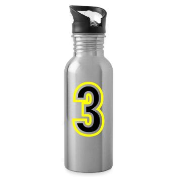 3 Zahl College - Trinkflasche mit integriertem Trinkhalm - Lightsilver - Rechts