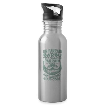 Un parrain barbu c'est comme un parrain normal - Gourde avec paille intégrée - argent clair - Droite