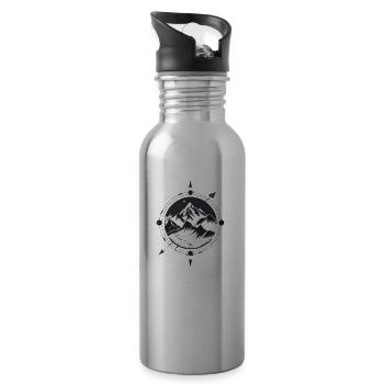 Boussole avec montagnes pour la randonnée - Gourde avec paille intégrée - argent clair - Droite