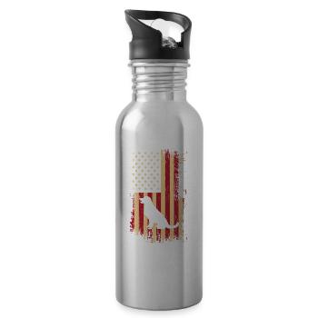 Labrador USA flag - Water bottle with straw - silver - Right
