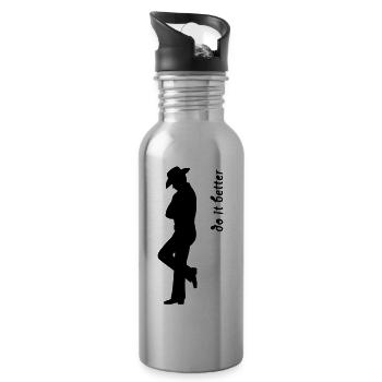 Cowboys do it better - Water bottle with straw - silver - Right