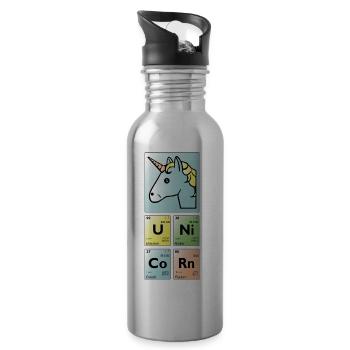 unicorn periodic table - Water bottle with straw - silver - Right