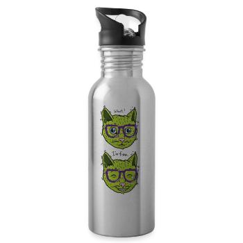 Vegan cat feels good - Water bottle with straw - silver - Right