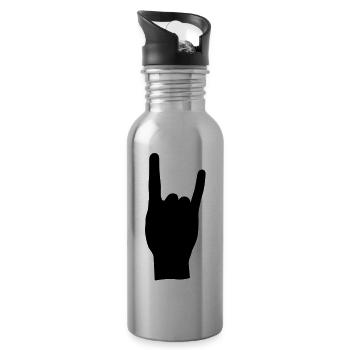 Rock and roll hand de - Trinkflasche mit integriertem Trinkhalm - Lightsilver - Rechts