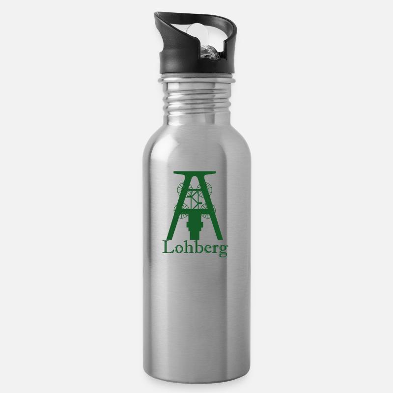 Zeche Lohberg - Trinkflasche mit integriertem Trinkhalm - Lightsilver