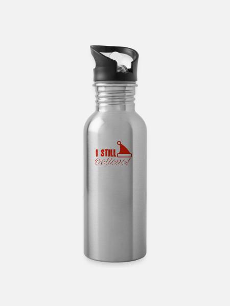 Weihnachtsmann - Trinkflasche mit integriertem Trinkhalm - 